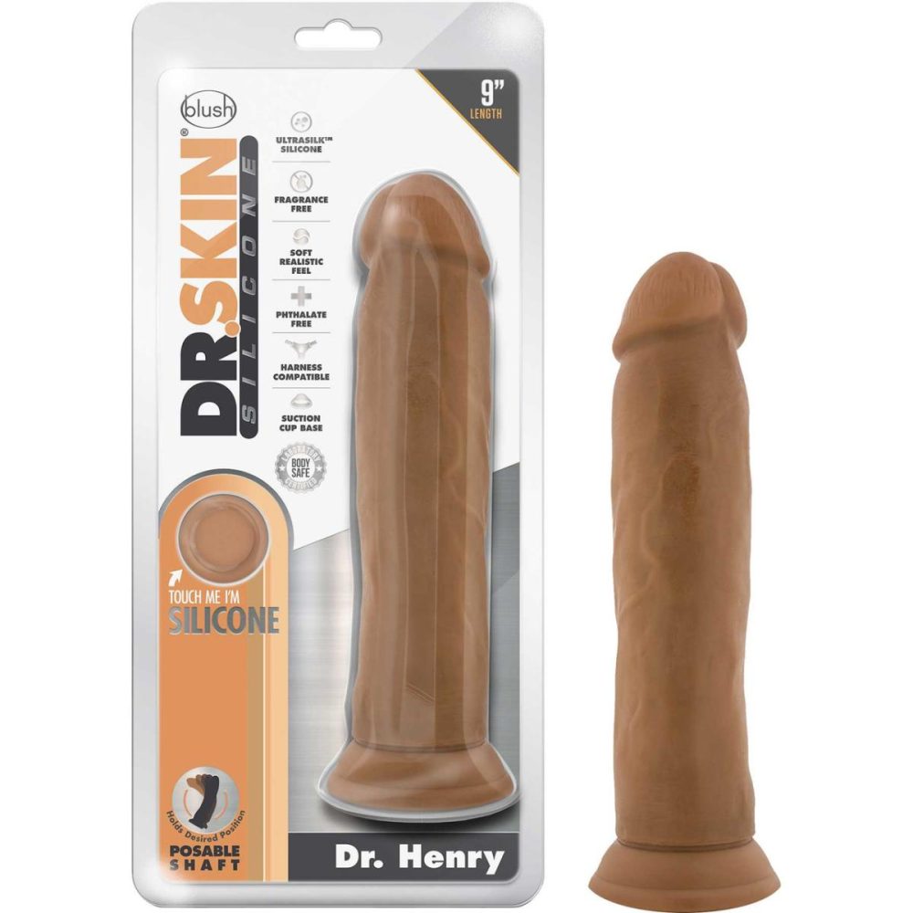 A-Spot Dildos | Dr. Skin Dr. Henry 9" Realistic Posable Silicone Dildo With Suction Cup – Caramel