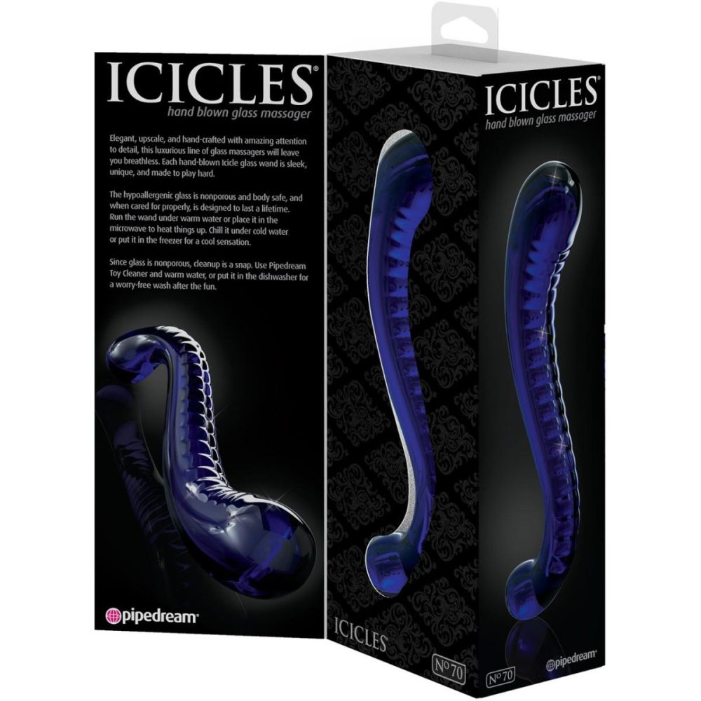 A-Spot Dildos | Icicles No. 70 G-Spot Blue Glass Dildo