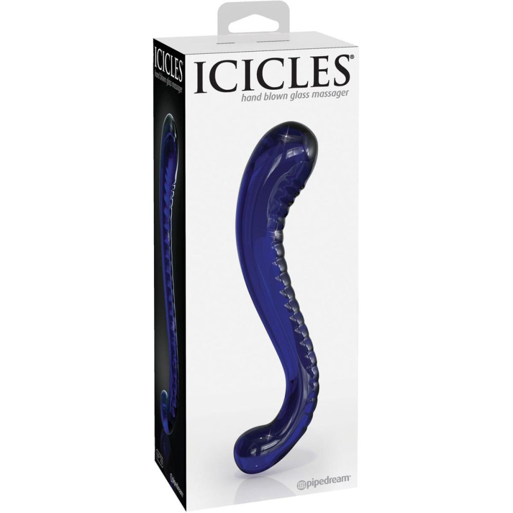 A-Spot Dildos | Icicles No. 70 G-Spot Blue Glass Dildo