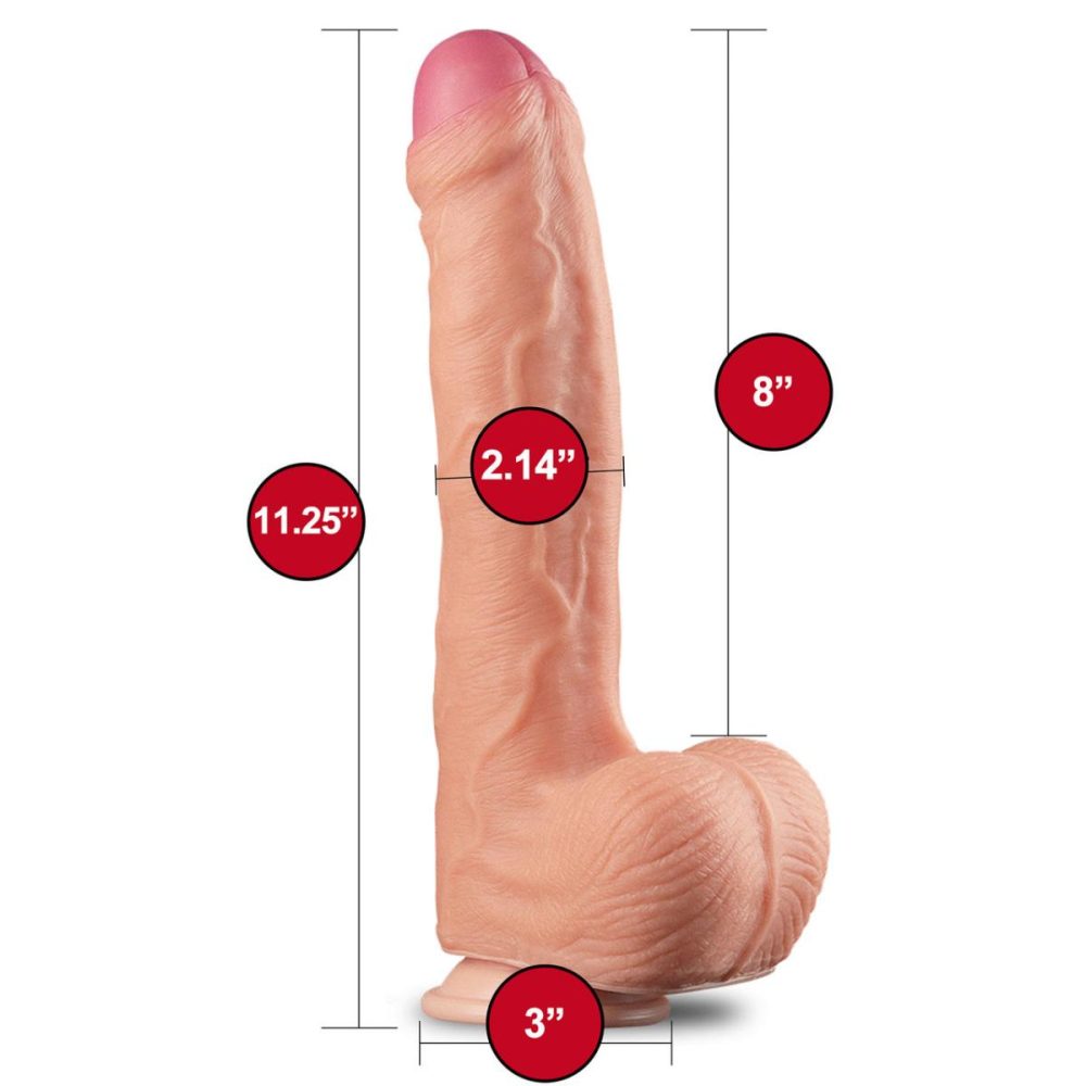 A-Spot Dildos | Leman Russ XL 8" Realistic Dual Density Silicone Dildo With Suction Cup & Balls