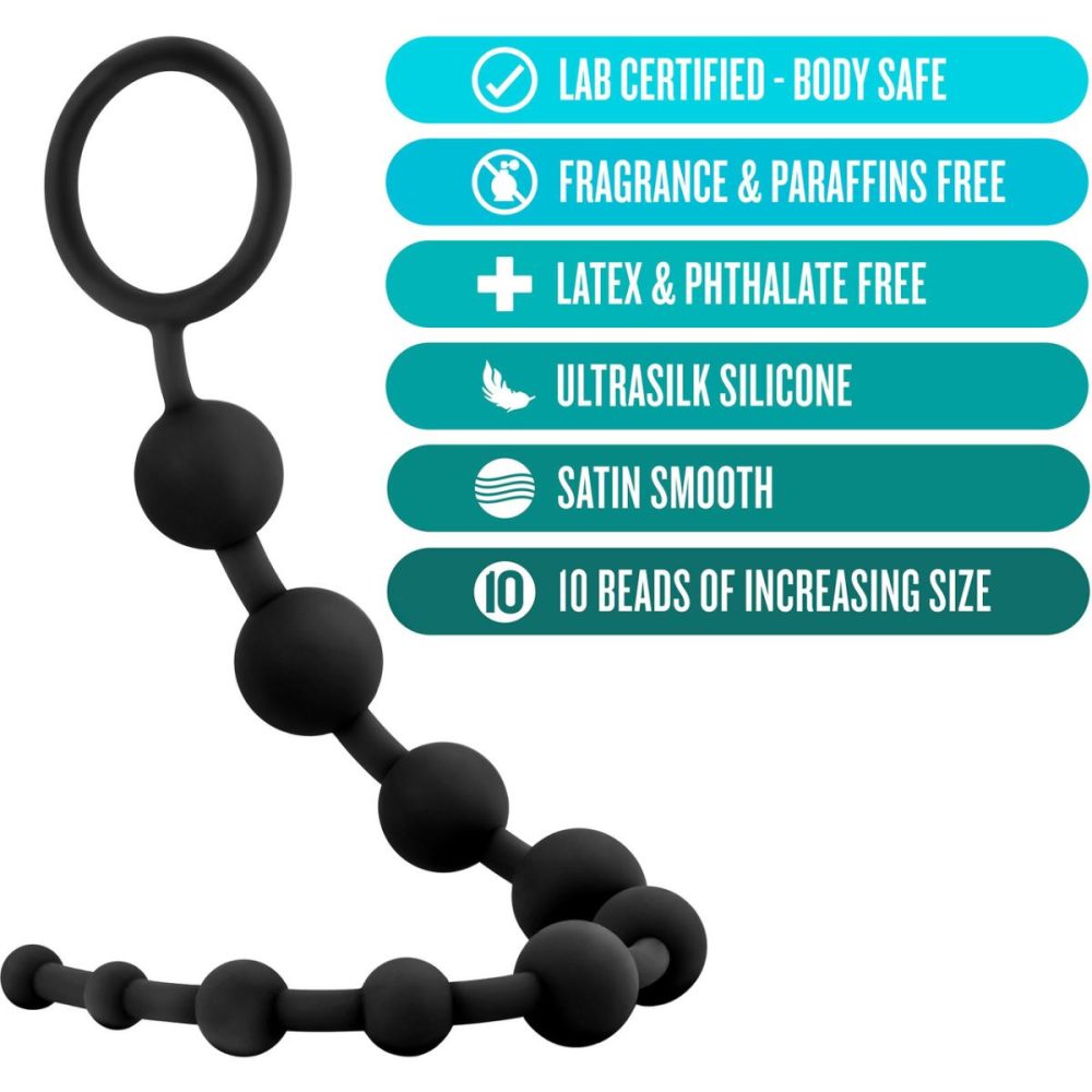 Anal Beads | Anal Adventures Platinum Silicone 10 Anal Beads – Black