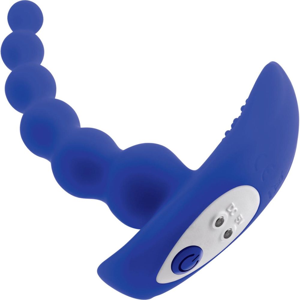 Anal Beads | Beaded Pleasure Rechargeable Waterproof Silicone Vibrating Anal Beads With Remote – Blue