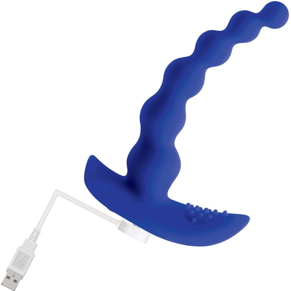 Anal Beads | Beaded Pleasure Rechargeable Waterproof Silicone Vibrating Anal Beads With Remote – Blue