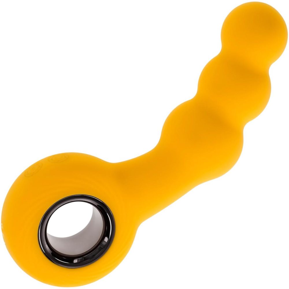 Anal Beads | Bumble Rechargeable Waterproof Silicone Vibrating Beaded Anal Probe – Yellow