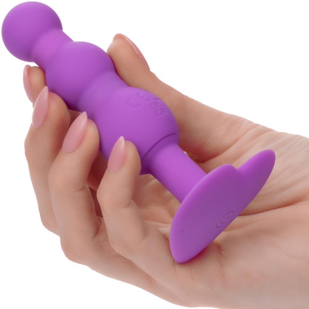 Anal Beads | First Time Triple Beaded Probe Rechargeable Silicone Vibrating Butt Plug – Purple