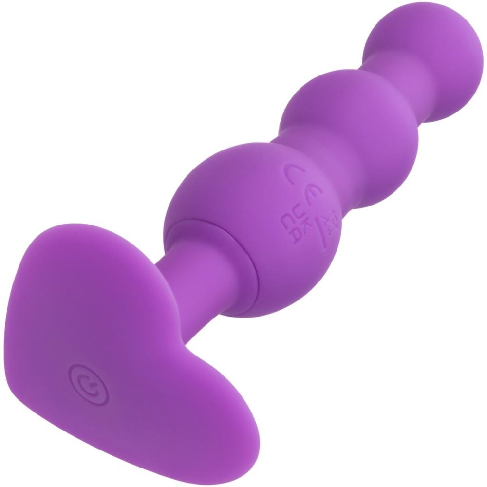 Anal Beads | First Time Triple Beaded Probe Rechargeable Silicone Vibrating Butt Plug – Purple