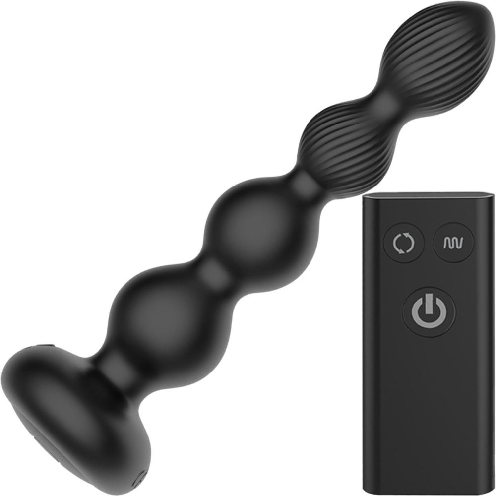 Anal Beads | Tornado Probe Rechargeable Waterproof Silicone Rotating & Vibrating Anal Beads With Remote