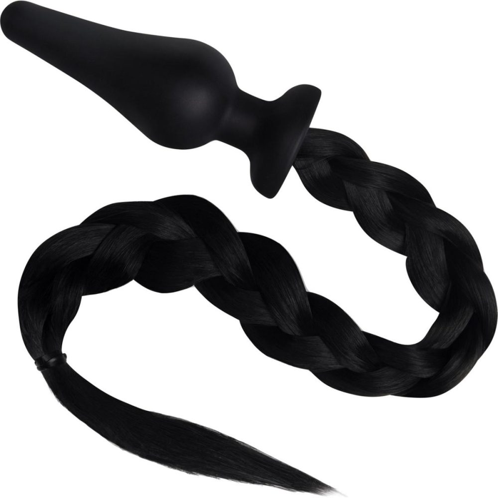 Anal Plugs With Tails | Furry Tales 4" Silicone Pony Tail Butt Plug – Black