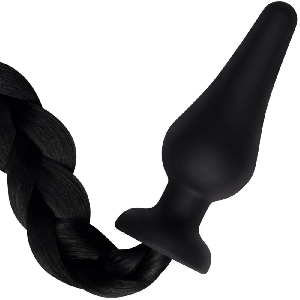 Anal Plugs With Tails | Furry Tales 4" Silicone Pony Tail Butt Plug – Black