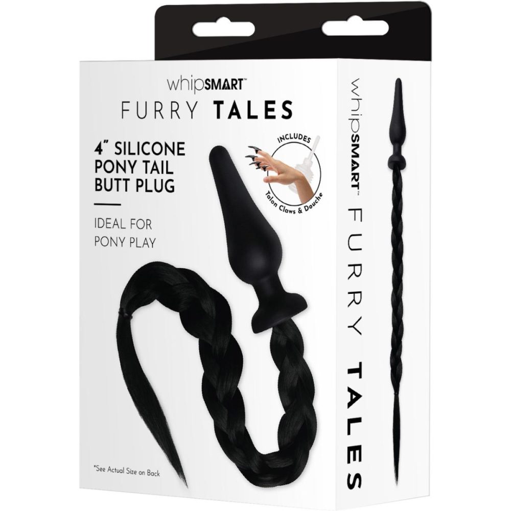 Anal Plugs With Tails | Furry Tales 4" Silicone Pony Tail Butt Plug – Black