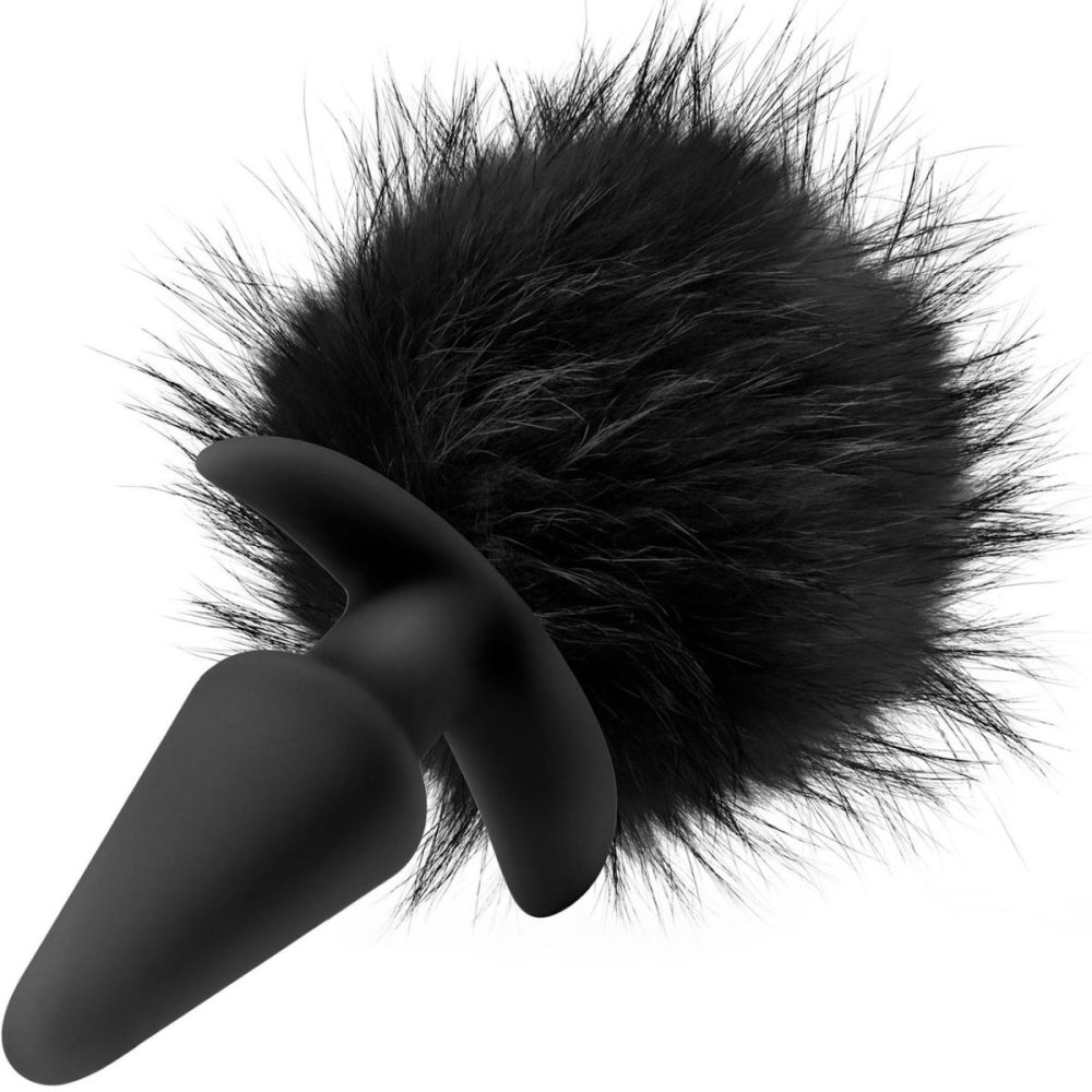 Anal Plugs With Tails | Temptasia Bunny Tail Pom Plug Silicone Butt Plug With Fur Pom-Pom by – Black