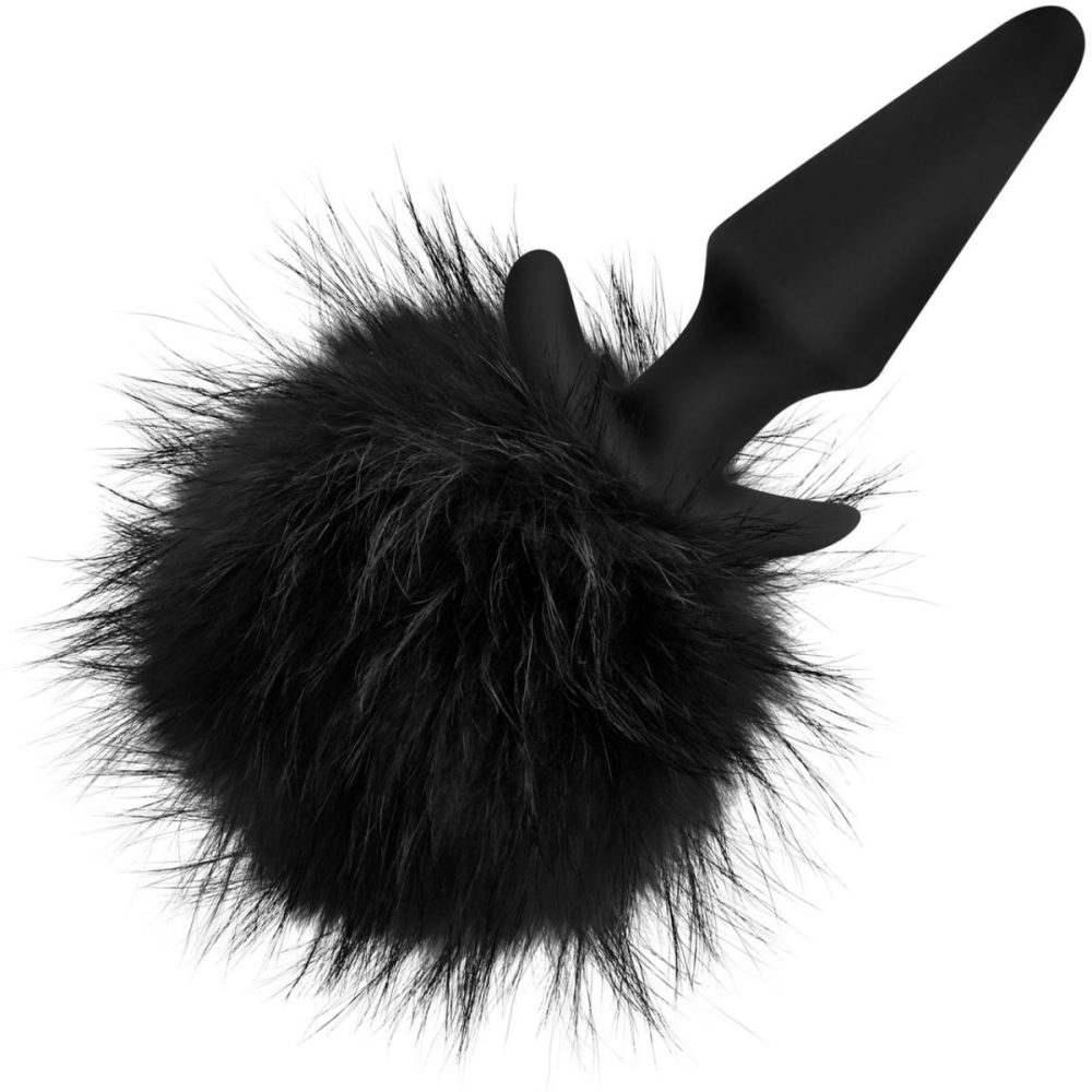 Anal Plugs With Tails | Temptasia Bunny Tail Pom Plug Silicone Butt Plug With Fur Pom-Pom by – Black