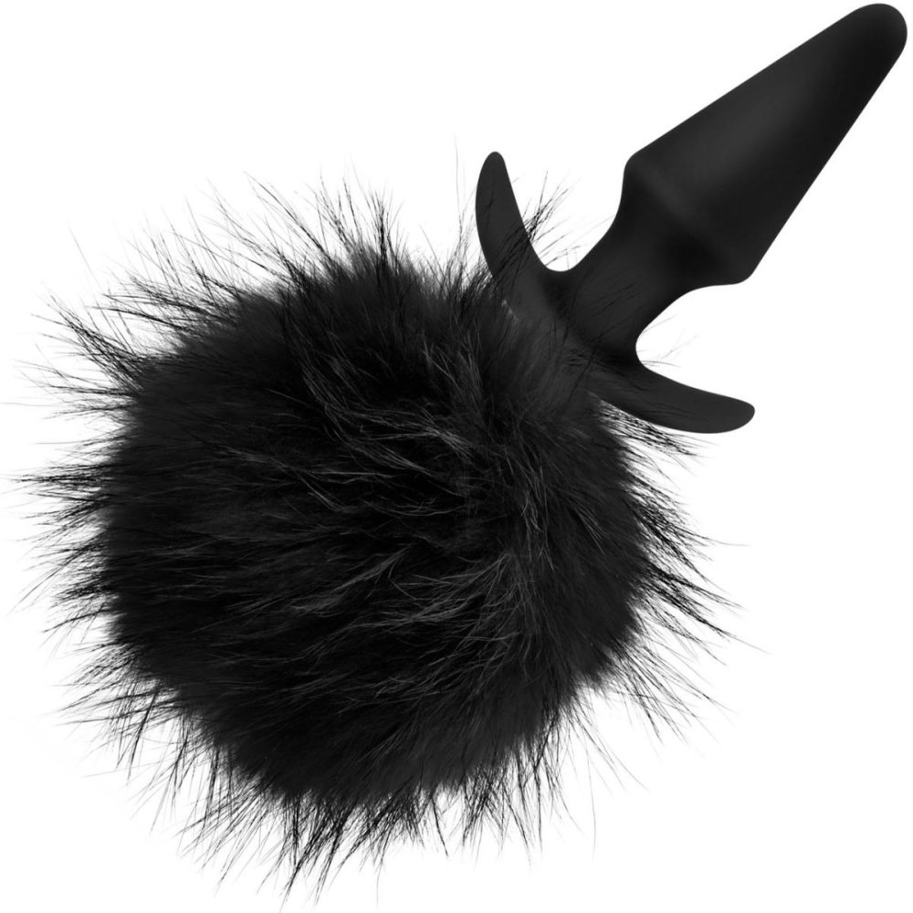 Anal Plugs With Tails | Temptasia Bunny Tail Pom Plug Silicone Butt Plug With Fur Pom-Pom by – Black