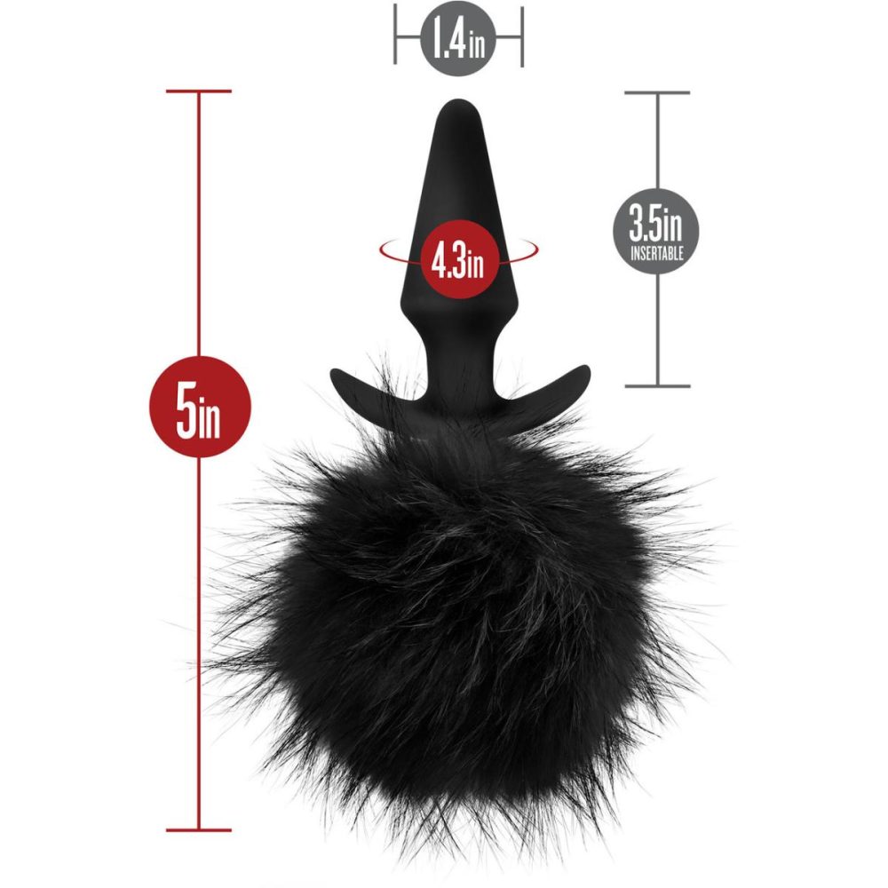 Anal Plugs With Tails | Temptasia Bunny Tail Pom Plug Silicone Butt Plug With Fur Pom-Pom by – Black