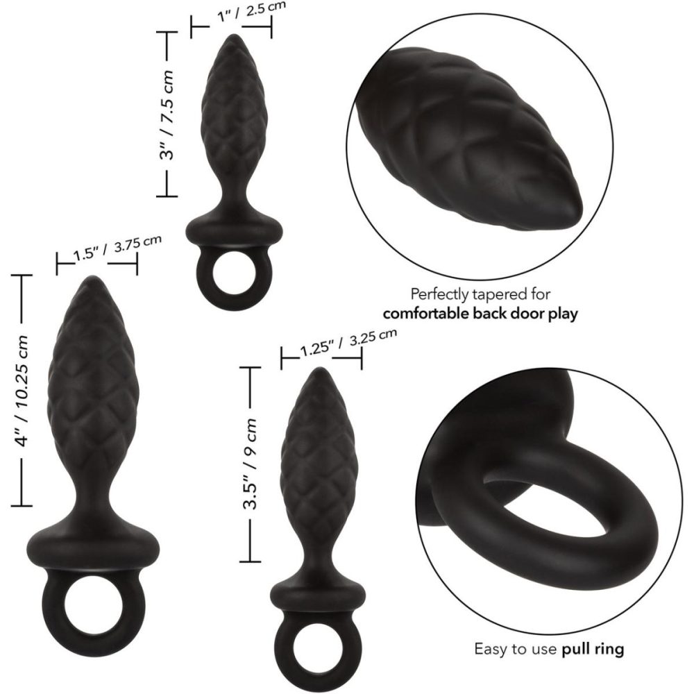 Anal Trainer Kits | Silicone Anal Probe Training Kit, Set of 3 – Black