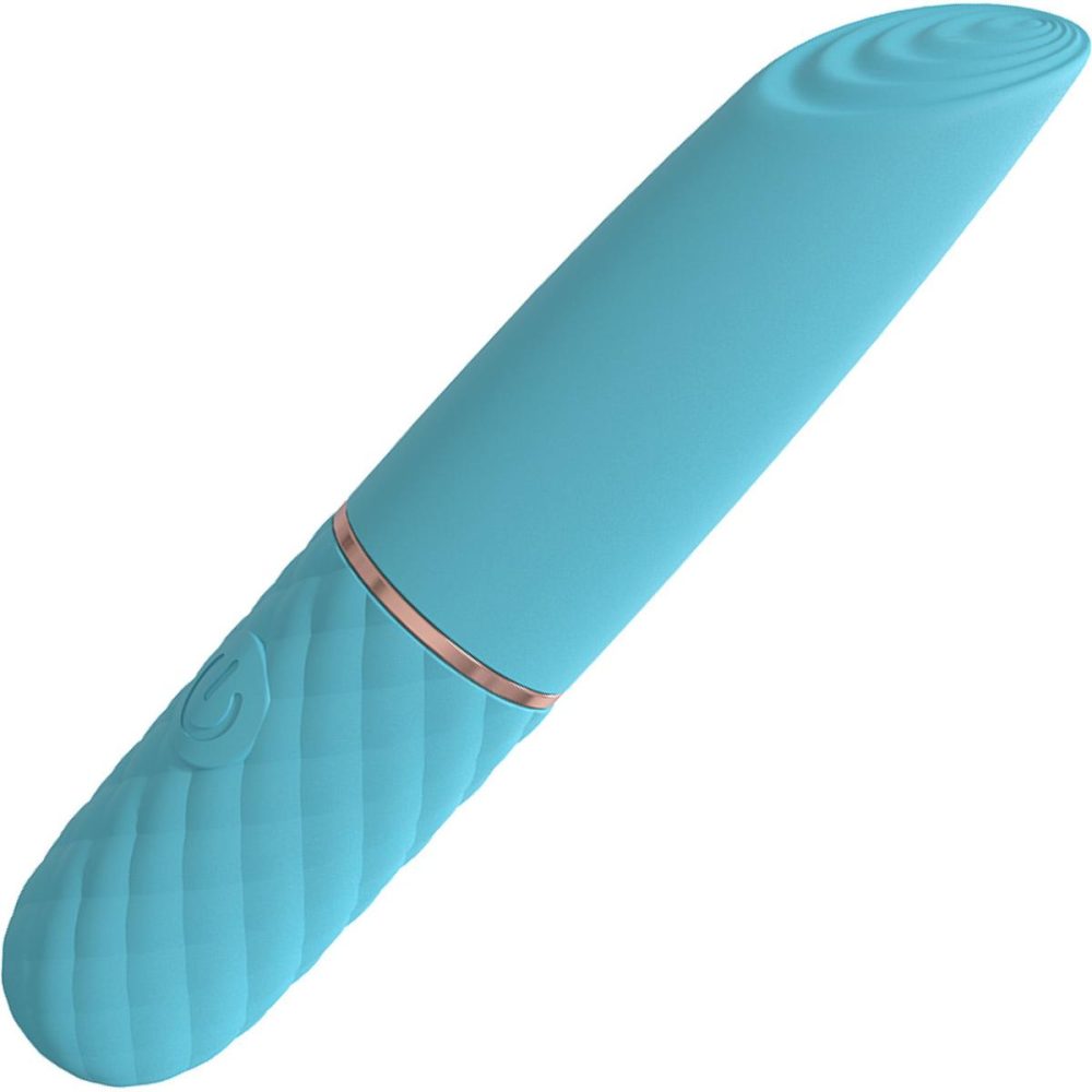 Bullet & Egg Vibrators | Beso Rechargeable Waterproof Silicone Textured Mini Lipstick Vibrator – Blue