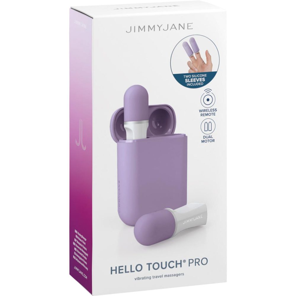 Bullet & Egg Vibrators | JimmyJane Hello Touch Pro Vibrating Travel Massagers With Charging Case – Lavender & White