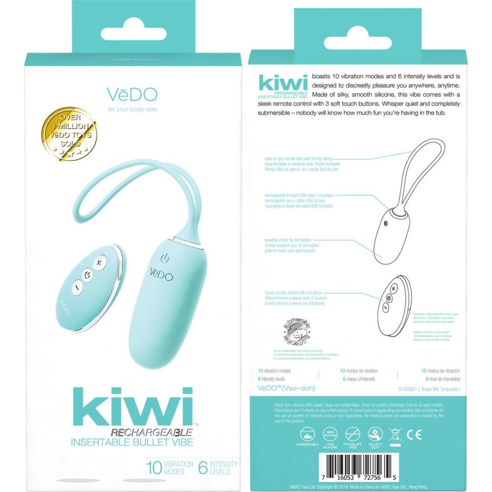 Bullet & Egg Vibrators | KIWI Rechargeable Remote Controlled Silicone Vibrating Bullet VeDO – Tease Me Turquoise