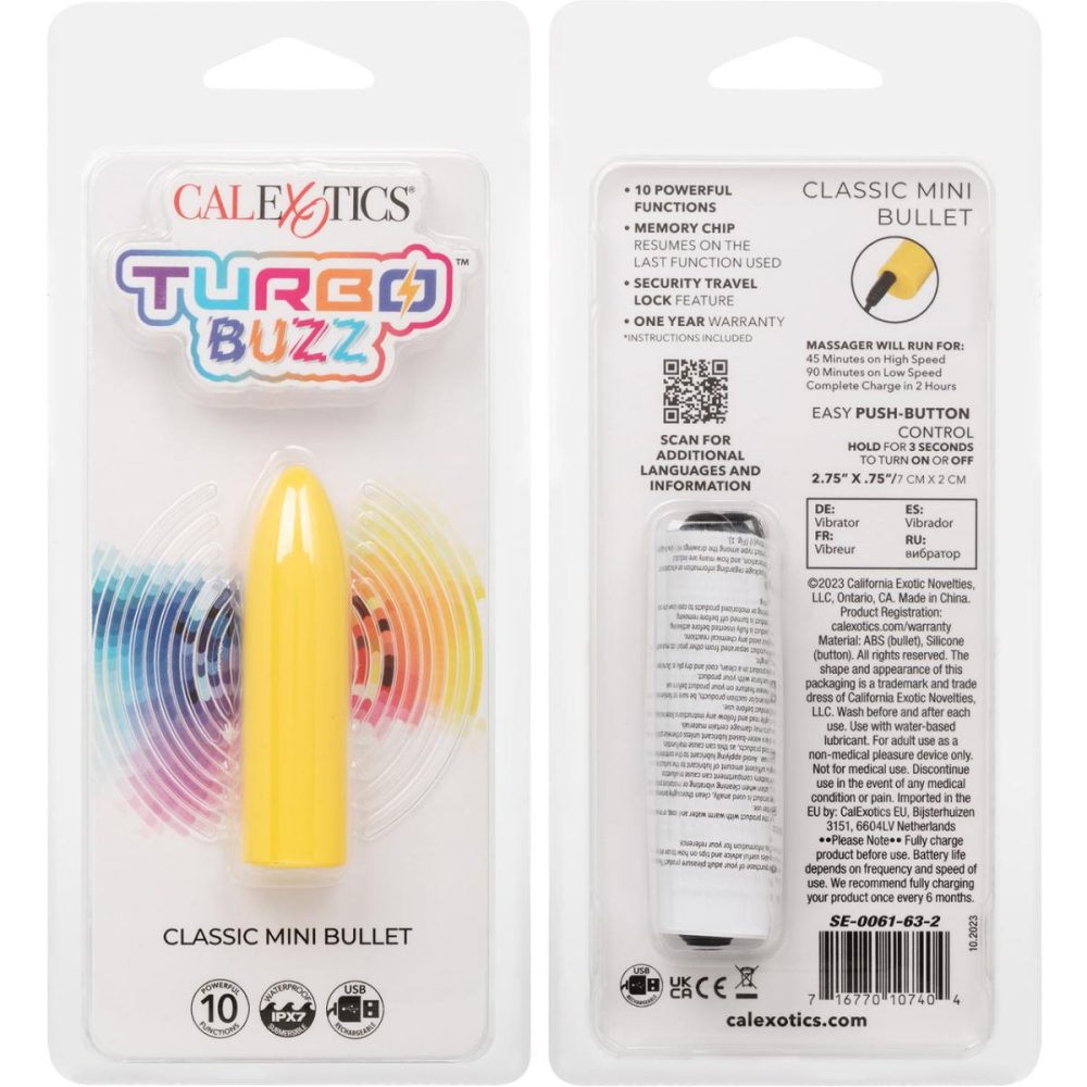 Bullet & Egg Vibrators | Turbo Buzz Classic Mini Bullet Rechargeable Waterproof Vibrator – Yellow