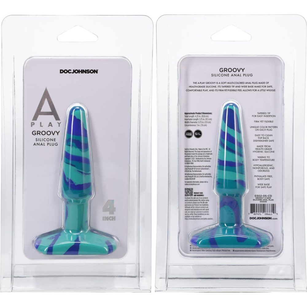 Butt Plugs & Probes | A-Play Groovy Silicone 4" Anal Plug – Ocean