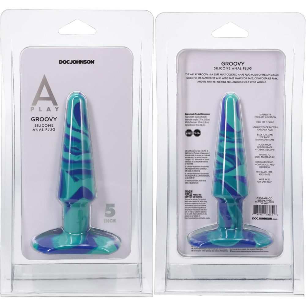 Butt Plugs & Probes | A-Play Groovy Silicone 5" Anal Plug – Ocean