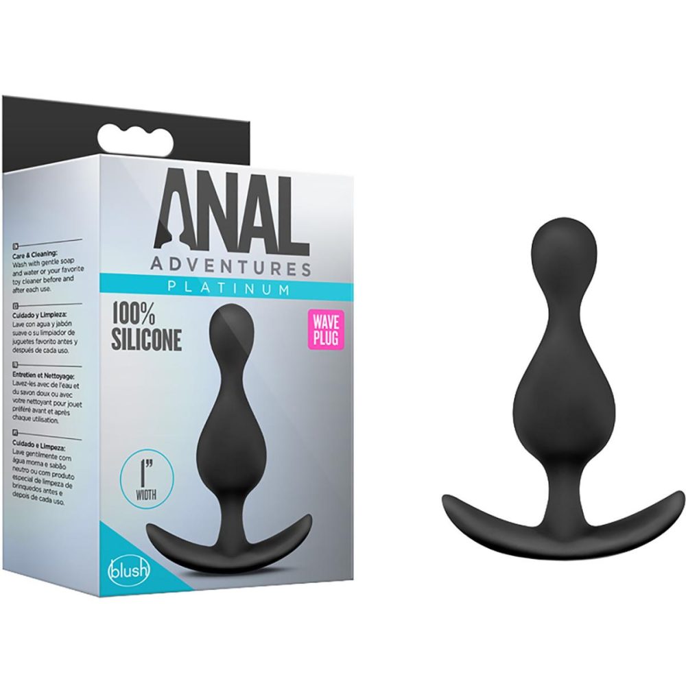 Butt Plugs & Probes | Anal Adventures Platinum Wave Silicone Butt Plug – Black