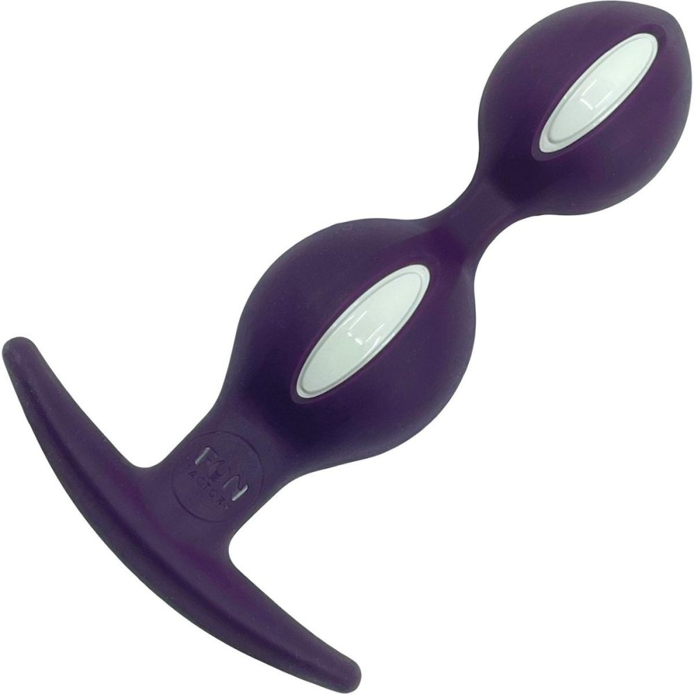 Butt Plugs & Probes | B Ball Duo Silicone Weighted Butt Plug – Dark Violet & White