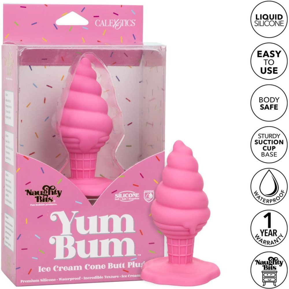 Butt Plugs & Probes | Naughty Bits Yum Bum Ice Cream Cone Silicone Butt Plug – Pink