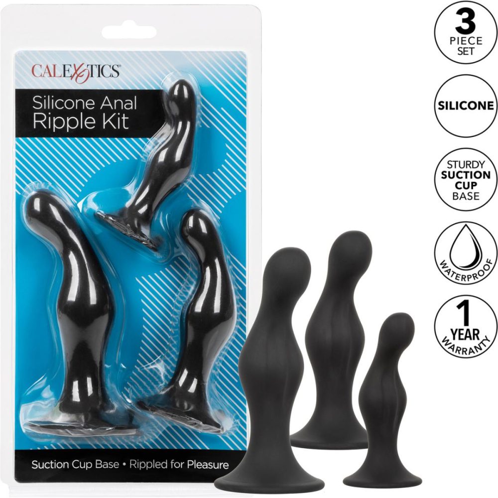 Butt Plugs & Probes | Silicone Anal Ripple 3 Piece Butt Plug Kit – Black