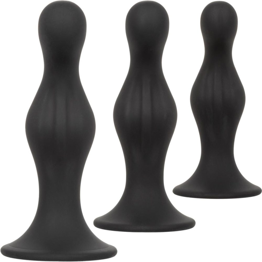 Butt Plugs & Probes | Silicone Anal Ripple 3 Piece Butt Plug Kit – Black