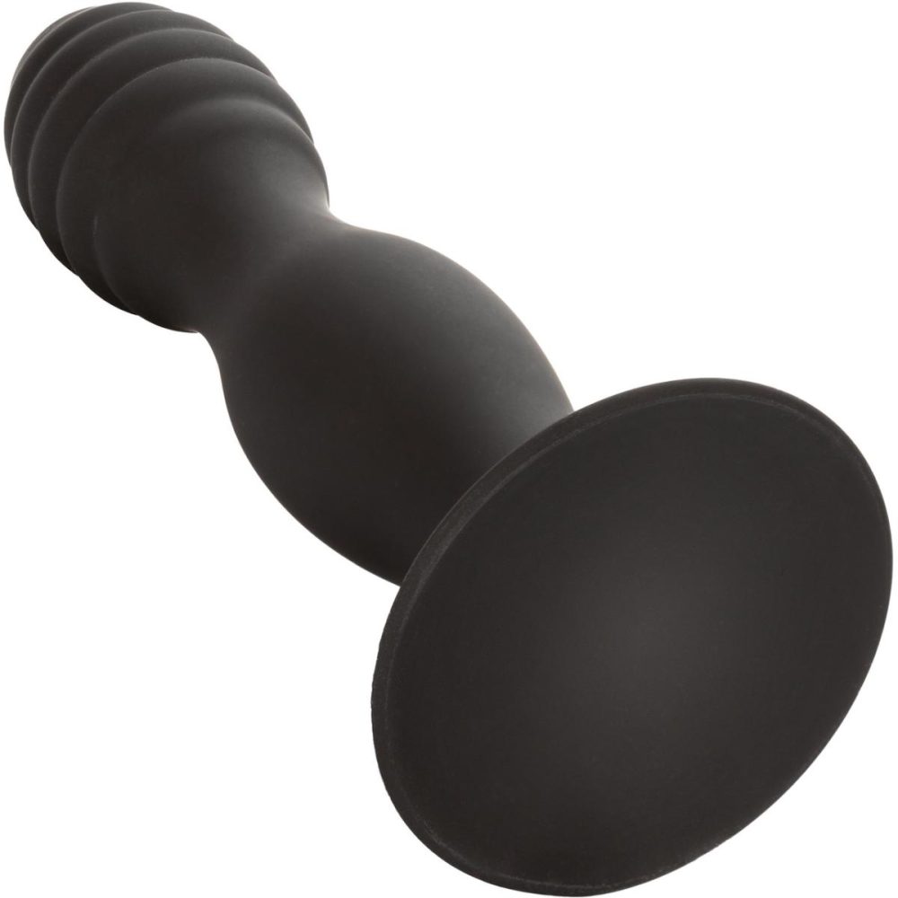 Butt Plugs & Probes | Silicone Ribbed Anal Stud Suction Cup Dildo – Black