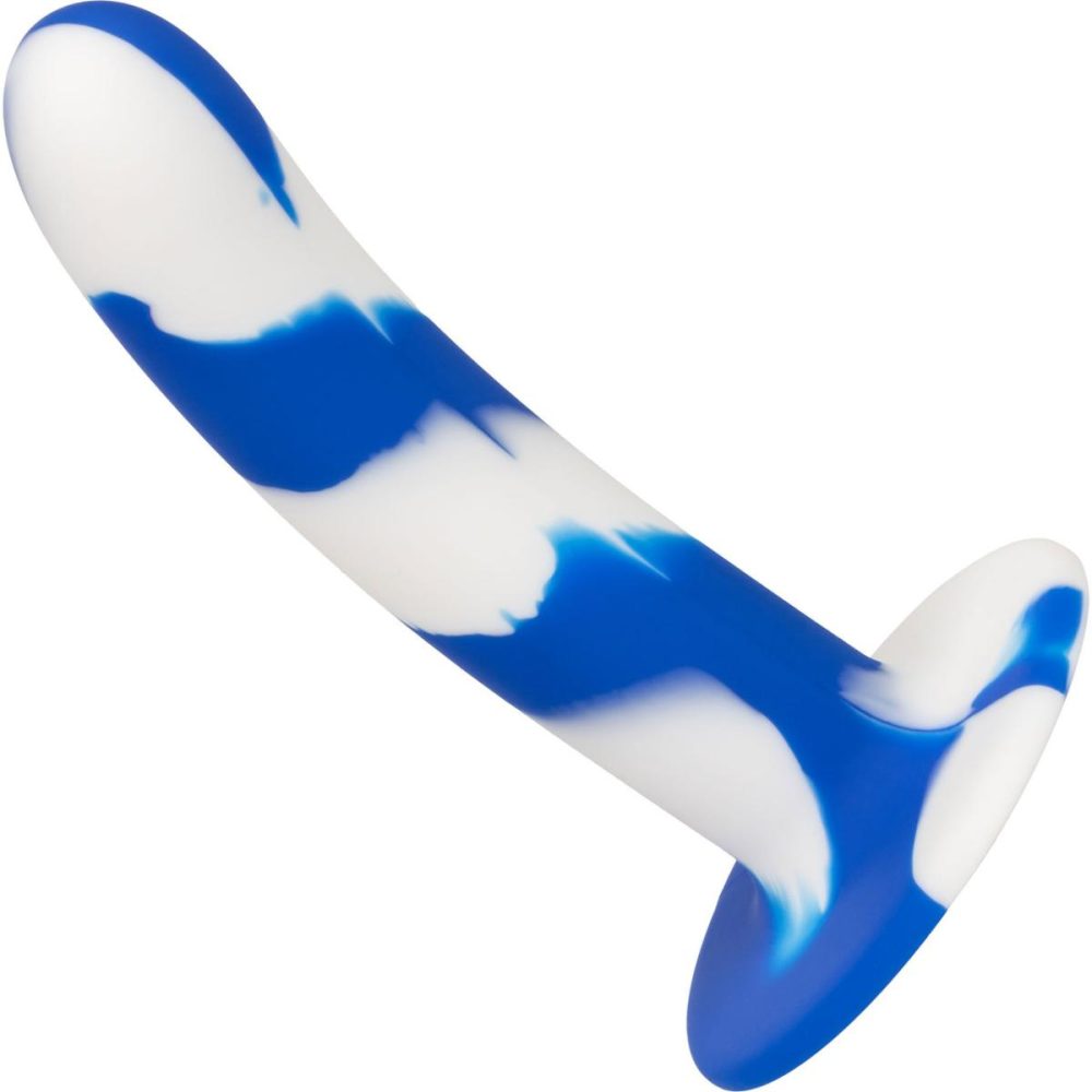 Butt Plugs & Probes | Admiral Swirl Probe 5.5" Silicone Suction Cup Dildo – Blue & White