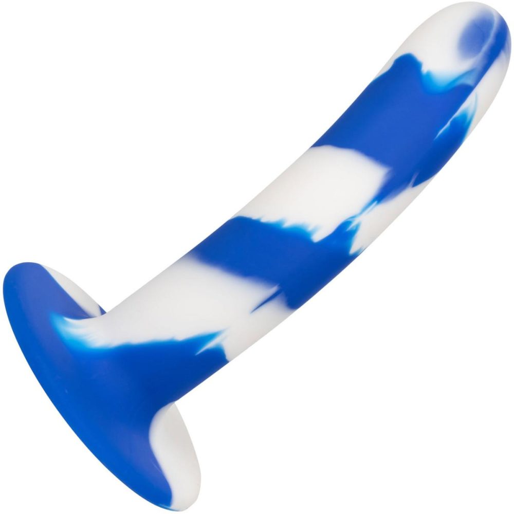 Butt Plugs & Probes | Admiral Swirl Probe 5.5" Silicone Suction Cup Dildo – Blue & White