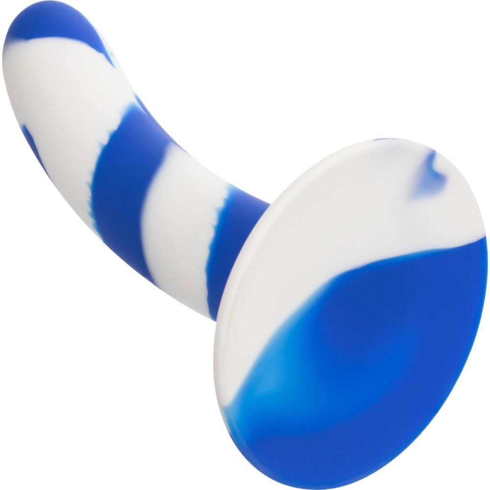 Butt Plugs & Probes | Admiral Swirl Probe 5.5" Silicone Suction Cup Dildo – Blue & White