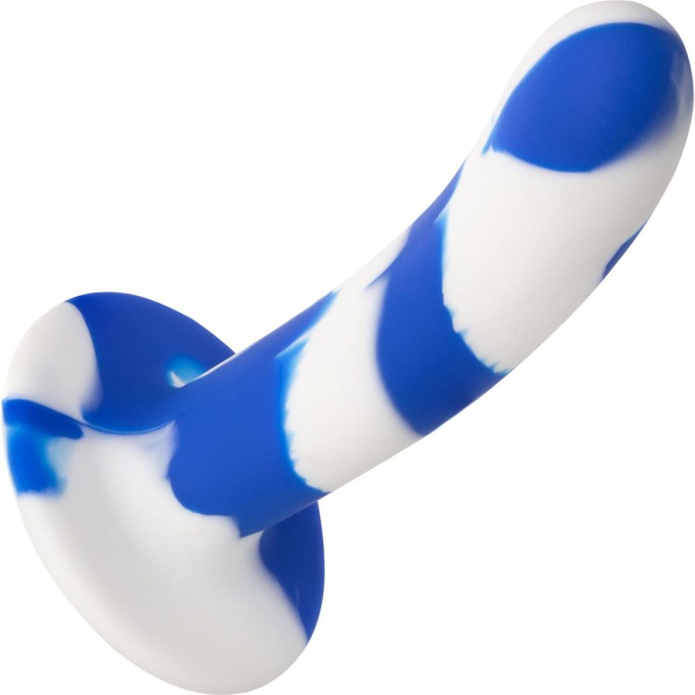 Butt Plugs & Probes | Admiral Swirl Probe 5.5" Silicone Suction Cup Dildo – Blue & White