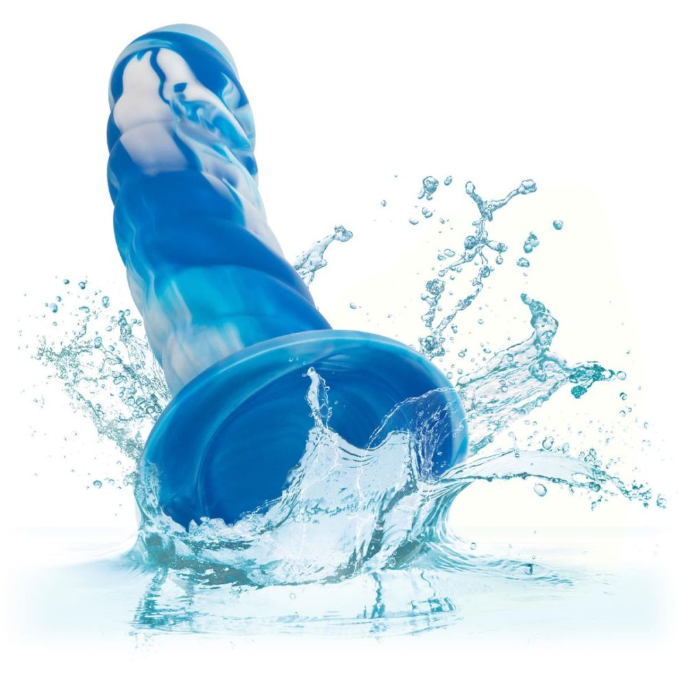 Butt Plugs & Probes | Twisted Love Twisted Ribbed Probe 5.5" Silicone Suction Cup Dildo – Blue & White