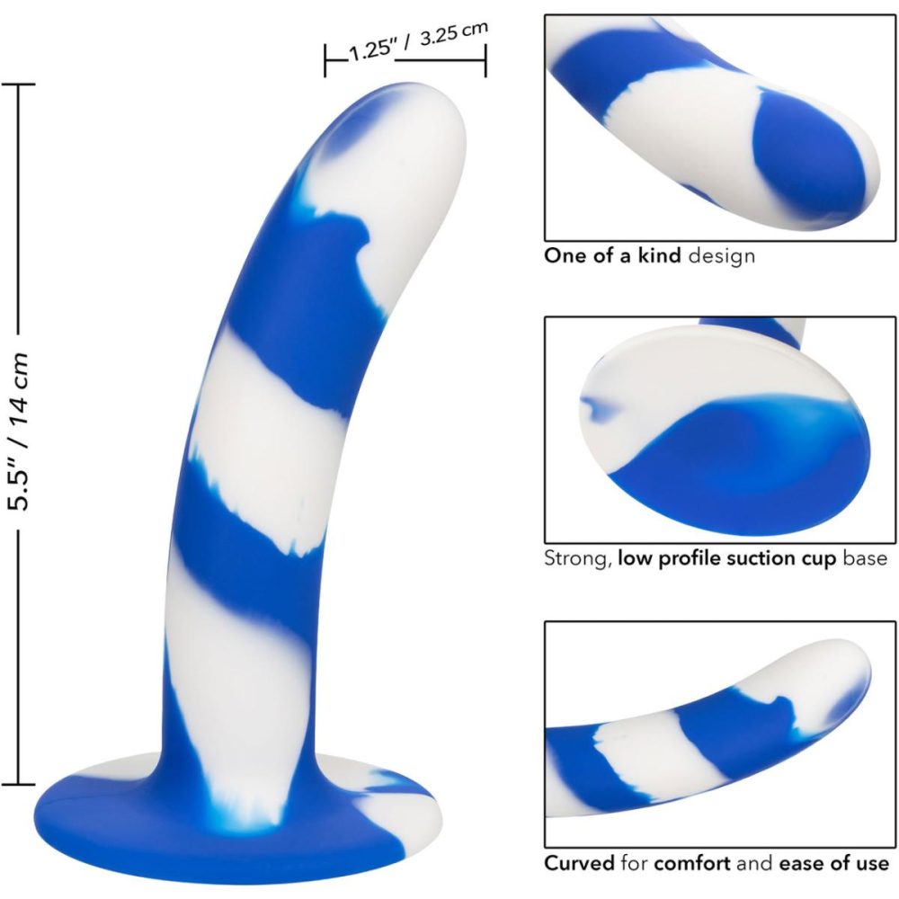 Butt Plugs & Probes | Admiral Swirl Probe 5.5" Silicone Suction Cup Dildo – Blue & White