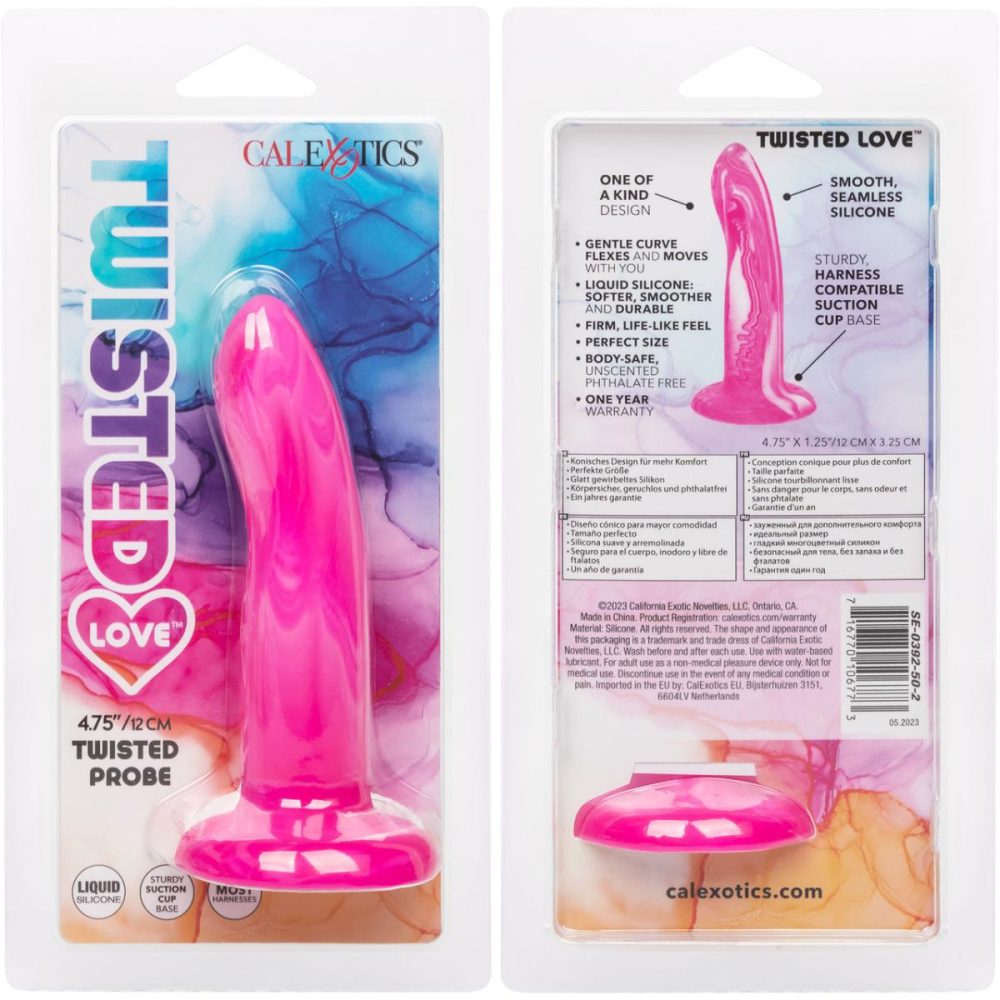 Butt Plugs & Probes | Twisted Love Twisted Probe 4.75" Silicone Suction Cup Dildo – Pink & White