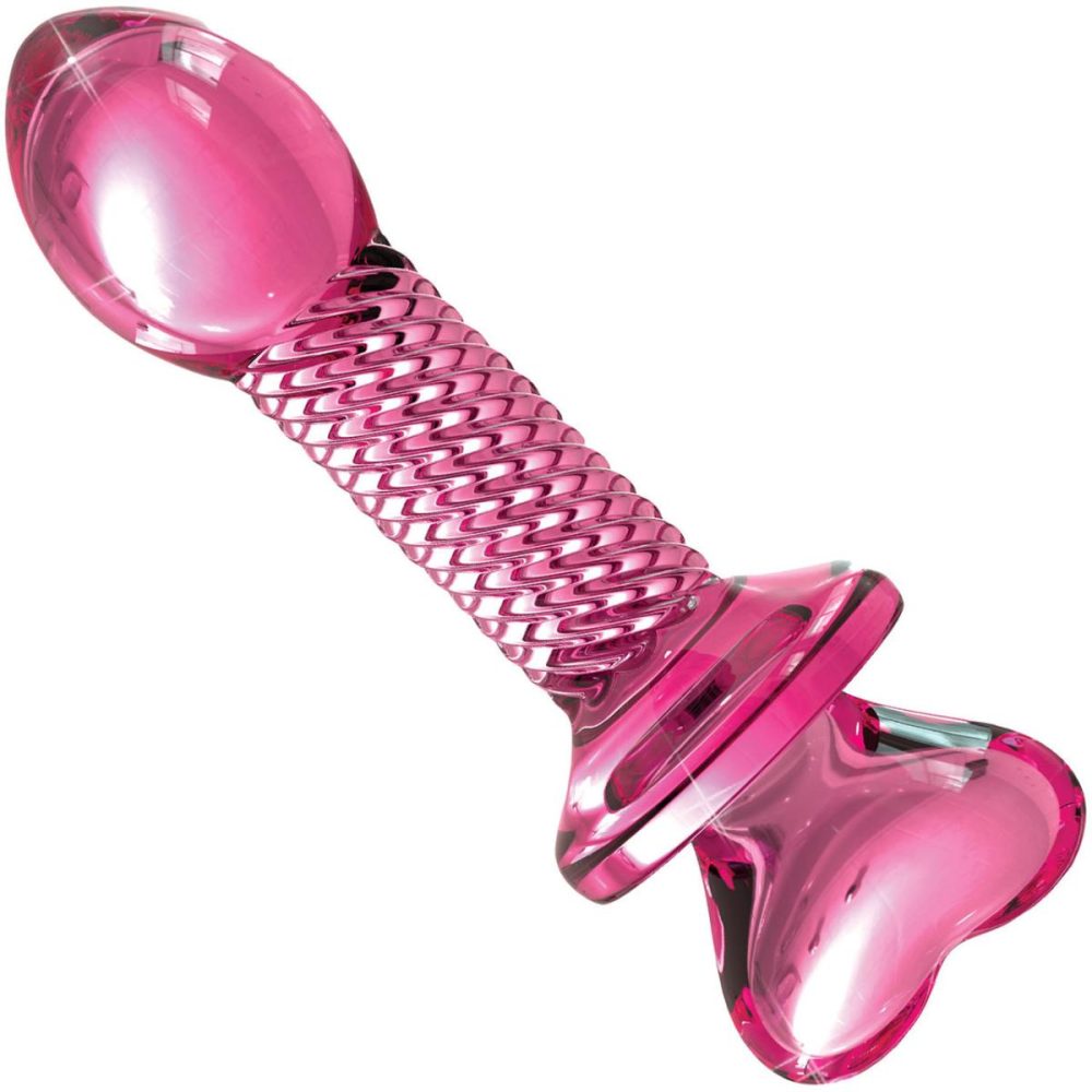 Dildos, Buffers & Grinders | Icicles No. 82 Pink Glass Probe With Swirl Pattern & Heart Shaped Base