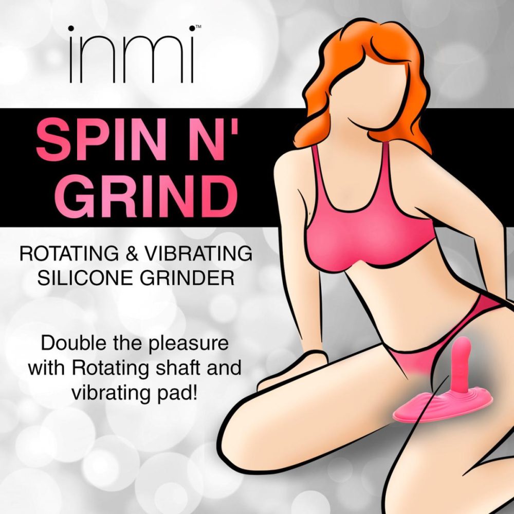 Dildos, Buffers & Grinders | Inmi Spin ‘N’ Grind Rotating & Vibrating Silicone Rechargeable Grinder With Remote – Pink