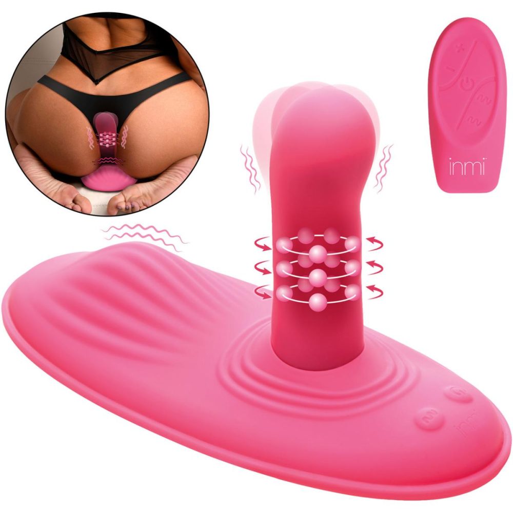 Dildos, Buffers & Grinders | Inmi Spin ‘N’ Grind Rotating & Vibrating Silicone Rechargeable Grinder With Remote – Pink