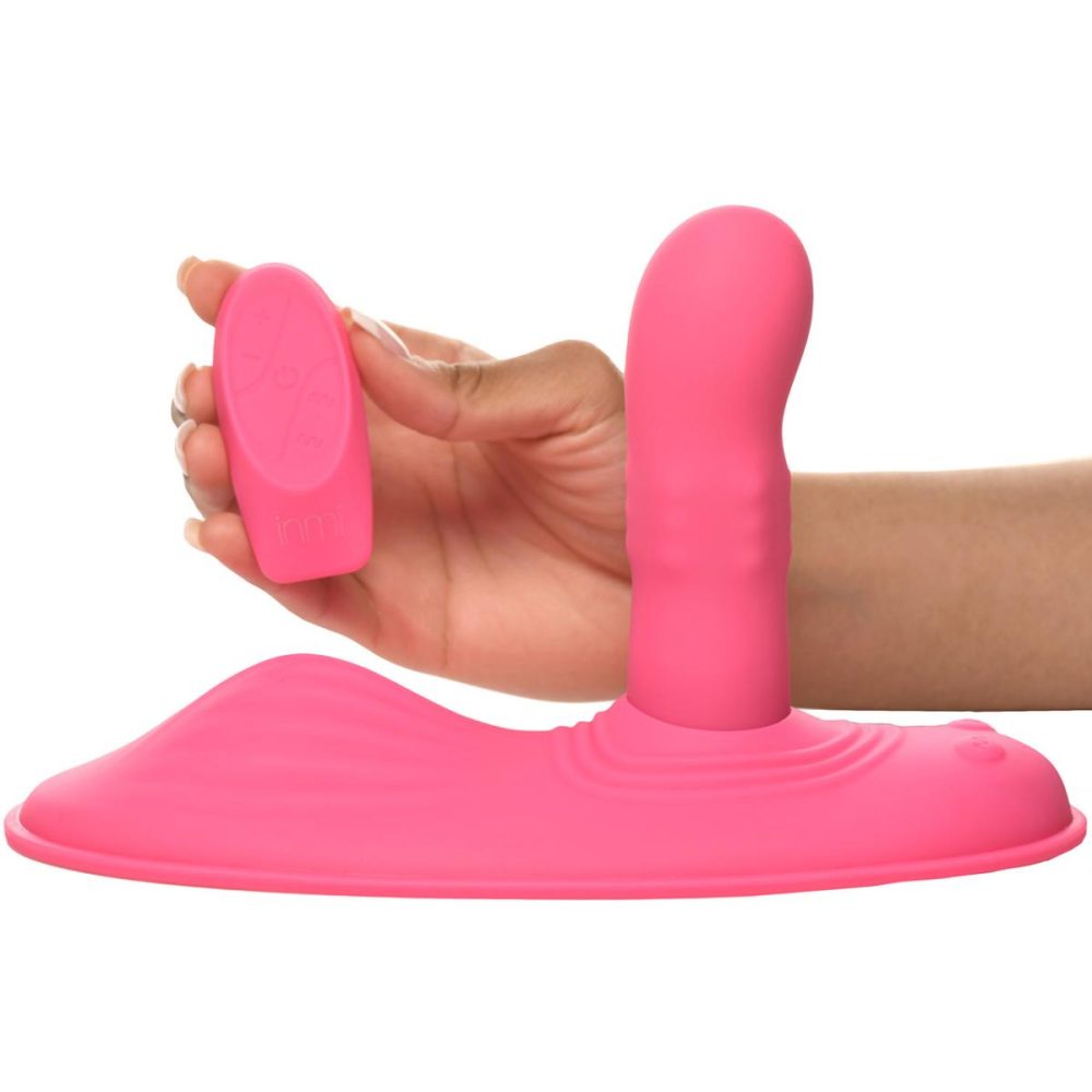 Dildos, Buffers & Grinders | Inmi Spin ‘N’ Grind Rotating & Vibrating Silicone Rechargeable Grinder With Remote – Pink