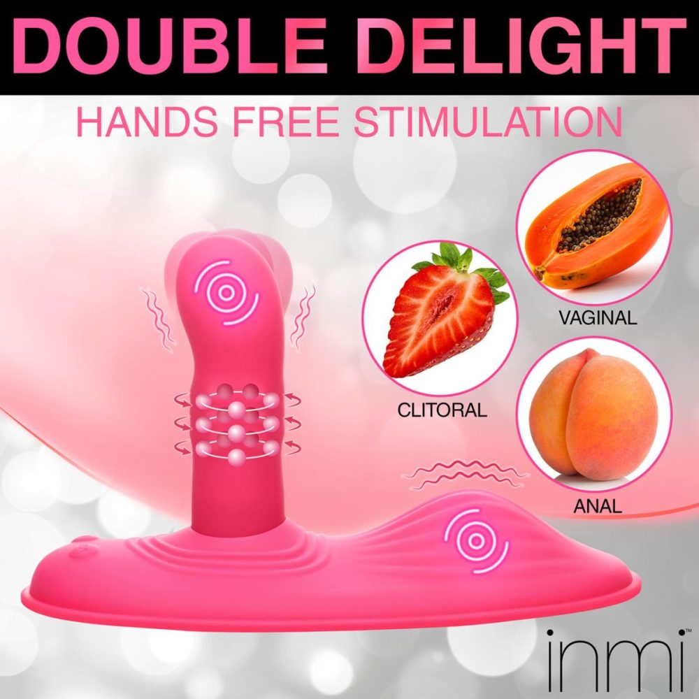 Dildos, Buffers & Grinders | Inmi Spin ‘N’ Grind Rotating & Vibrating Silicone Rechargeable Grinder With Remote – Pink