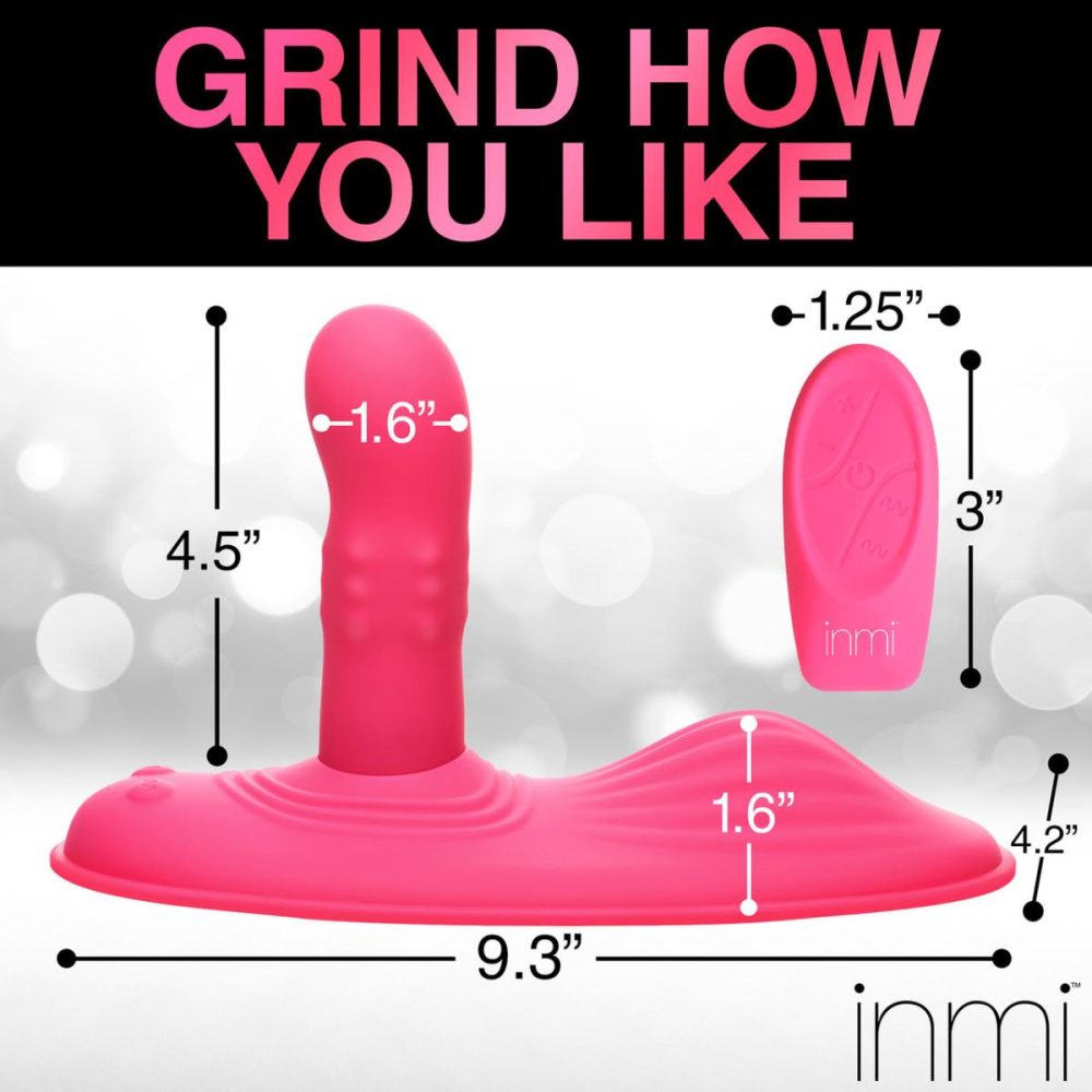 Dildos, Buffers & Grinders | Inmi Spin ‘N’ Grind Rotating & Vibrating Silicone Rechargeable Grinder With Remote – Pink