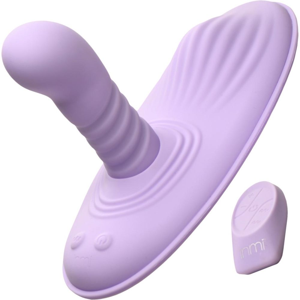 Dildos, Buffers & Grinders | Inmi Thrust ‘N’ Grind Thrusting & Vibrating Silicone Rechargeable Grinder With Remote – Purple