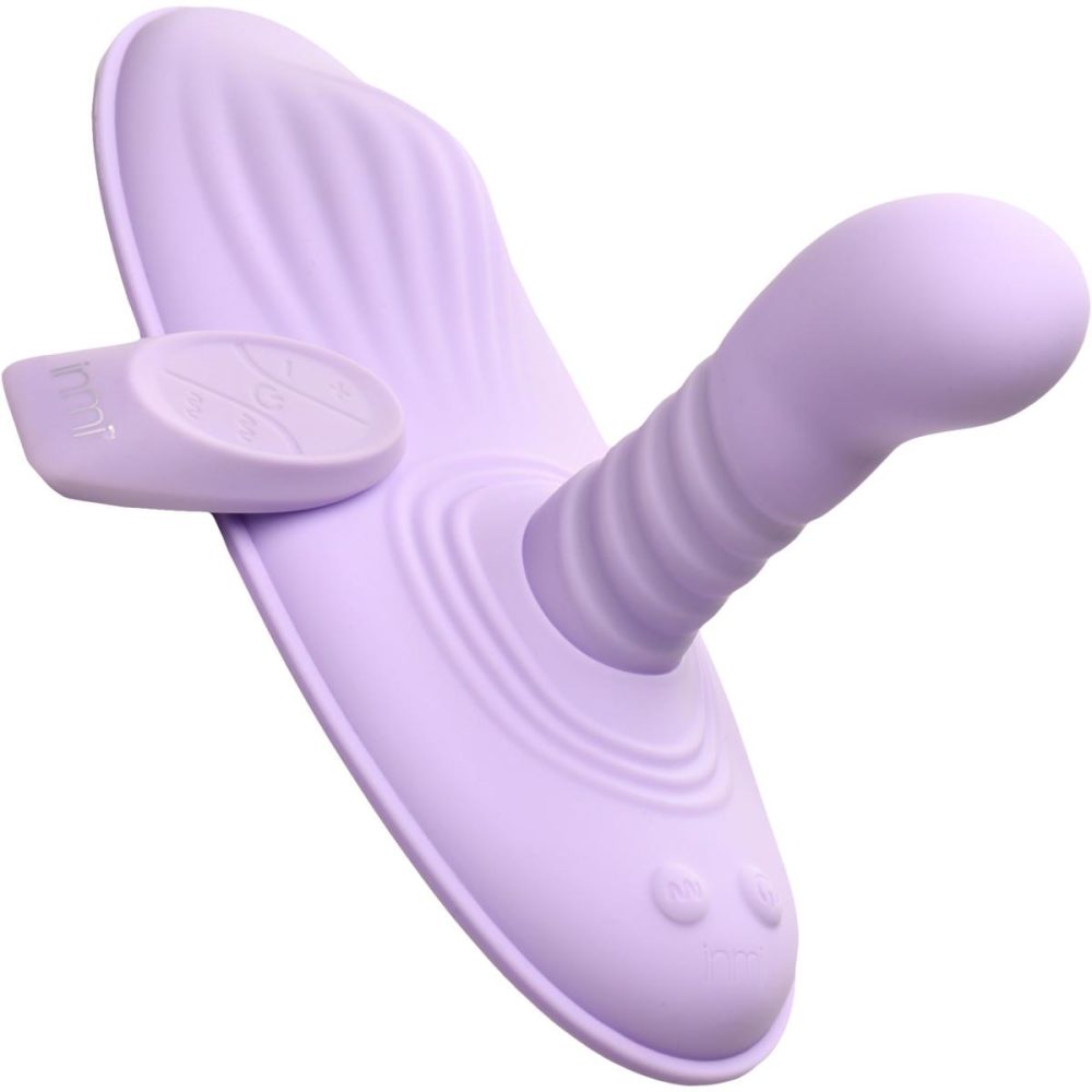 Dildos, Buffers & Grinders | Inmi Thrust ‘N’ Grind Thrusting & Vibrating Silicone Rechargeable Grinder With Remote – Purple