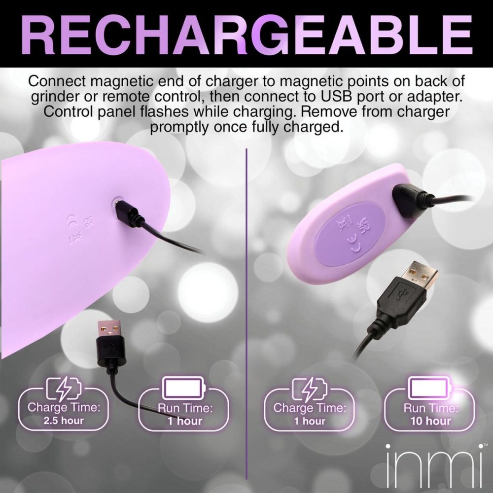 Dildos, Buffers & Grinders | Inmi Thrust ‘N’ Grind Thrusting & Vibrating Silicone Rechargeable Grinder With Remote – Purple