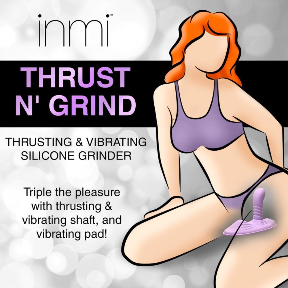 Dildos, Buffers & Grinders | Inmi Thrust ‘N’ Grind Thrusting & Vibrating Silicone Rechargeable Grinder With Remote – Purple