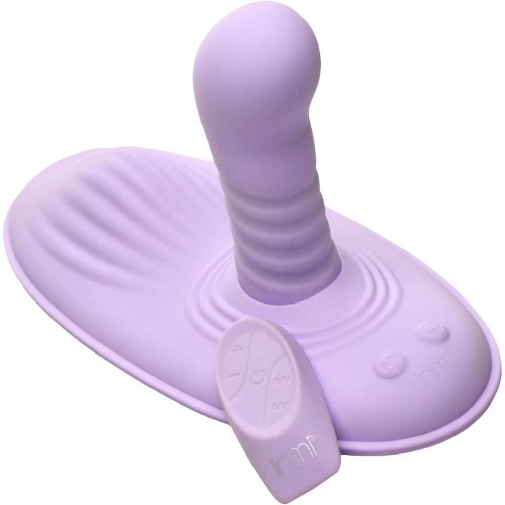 Dildos, Buffers & Grinders | Inmi Thrust ‘N’ Grind Thrusting & Vibrating Silicone Rechargeable Grinder With Remote – Purple