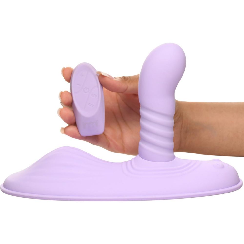 Dildos, Buffers & Grinders | Inmi Thrust ‘N’ Grind Thrusting & Vibrating Silicone Rechargeable Grinder With Remote – Purple